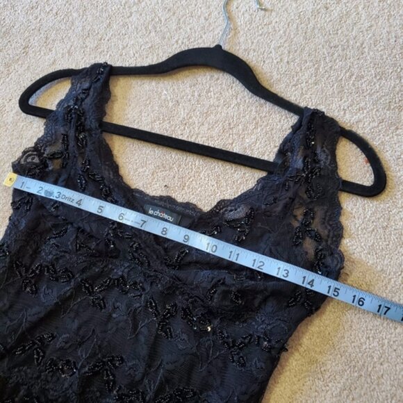 Le Château 90s Y2k Beaded Wimsigoth Fairy Black Mini Dress S - Picture 5 of 7